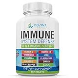 Deloma Health 10 in 1 Immune System Support Supplement - Vitamin C (1000 mg), Quercetin, Vitamin D3 (5000iu), Zinc (40 mg), Elderberry, Echinacea, Turmeric, Ginger, Garlic, Black Pepper