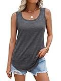 AUTOMET Womens Tank Tops Loose Fit Flowy Casual Shirts Dressy Blouse Tank Tops Round Neck Tunic Trendy Sleeveless Tops Basic Summer Tops Beach Clothes Clothing Outfit 2024 Gray XL