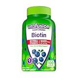 vitafusion Extra Strength Biotin Gummy Vitamins, Berry Flavored, 5,000 mcg Biotin Vitamins, America’s Number 1 Gummy Vitamin Brand, 50 Day Supply, 100 Count (Packaging may vary)