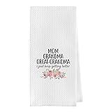 Geqtt Great Grandma Dish Towels - Great Grandma Gifts Waffle Weave Kitchen Towels, Grandma Hand Towel, Grandma Tea Towel, Grandma Gifts from Grandson Granddaughter (16×24 Inches)