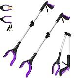 2 Pack 32 inch FDA Registered GrabRunner Heavy Duty(up to 10 lbs) Reacher Grabber Tool with Strong Magnetic (New Purple)