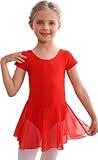 MdnMd Toddler Girls Dance Ballet Leotard with Tutu Skirt Outfit Dress (Red, Age 4-6 / 4t,5t)