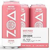 ZOA Zero Sugar Energy Drinks, White Peach - Sugar Free with Electrolytes, Healthy Vitamin C, Amino Acids, Essential B-Vitamins, and Caffeine from Green Tea - 16 Fl Oz (12-Pack)