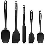 Rongyman Silicone Spatula Set of 5 Spatulas Silicone Heat Resistant 446°F Kitchen Spatulas for Baking, Cooking and Mixing,Non Stick Cookware Food Grade, BPA Free, Dishwasher Safe, Black