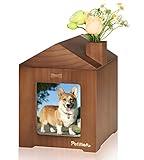 Petitian Pet Memorial Urn Wooden-Dog Cat Wood Box Ashes for Dogs Cremation Urns Cats Memorials Funerary Small Animals Ash Caskets with Personalized Custom Photo Frame Burial Love Memory