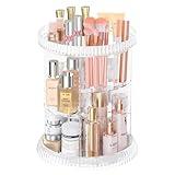 MOKANI 360 Rotating Makeup Organizer for Vanity, DIY 6 Adjustable Layers Perfume Organizer with Brush Storage and Shelves, Spinning Skincare Organizers Cosmetic Case for Bathroom, Countertop, Clear