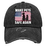 Make Pets Safe Again Funny 2024 Election Hat for Women Washed Distressed Baseball Caps Low Profile Washed Running Hat Fitted