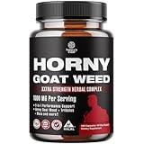 Horny Goat Weed for Male Enhancement - Extra Strength Horny Goat Weed for Men 1590mg Complex with Tongkat Ali Saw Palmetto Extract Panax Ginseng and Black Maca Root for Stamina & Energy - 90 Servings