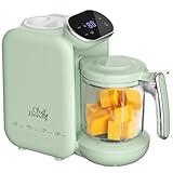 Baby Food Maker, 5 in 1 Baby Food Processor with Steaming Basket, Auto Cooking & Grinding, Touch Screen Control, Baby Steamer and Blender, Baby Food Puree Maker Warmer Mills Machine (Green)