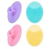 4 Pack Face Scrubber,JEXCULL Soft Silicone Facial Cleansing Brush Face Exfoliator Blackhead Acne Pore Pad Cradle Cap Face Wash Brush for Deep Cleaning Skin Care