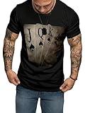 SOLY HUX Men's Plus Size Graphic Tees Playing Card Print T Shirts Short Sleeve Summer Tops Black Graphic 4XL