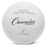 Champion Sports Rubber Volleyball, Official Size, for Indoor and Outdoor Use - Durable, Regulation Volleyballs for Beginners, Competitive, Recreational Play - Premium Equipment - White, VR4