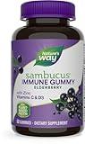 Nature’s Way Sambucus Elderberry Immune Gummies, Daily Immune Support for Kids and Adults*, with Vitamin C, Vitamin D3, Zinc, Gluten Free, Vegetarian, 60 Gummies (Packaging May Vary)