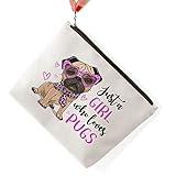 BiuNiuring Pug Gifts for Pug Lovers, Dog Groomer Gift, Dog Nanny Gift, Pug Pet Makeup Bag, Who Loves Pugs Cosmetic Bag