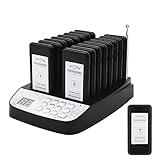 WWMFS Restaurant Pager System 16, Wireless Social Distance Restaurant Waiting Buzzer System, Guest Calling Pagers, Set with Vibration,Flashing and Buzzer, for Restaurant, Church, (Black-16 Pagers)