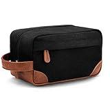 Vorspack Toiletry Bag Hanging Dopp Kit for Men Water Resistant Canvas Shaving Bag with Large Capacity for Travel- Black