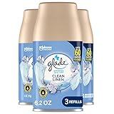 Glade Automatic Spray Air Freshener Refill, Scented Air Freshener for Home and Bathroom, Clean Linen, 6.2 Oz, 3 Count