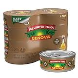 Genova Premium Yellowfin Tuna in Olive Oil, 5 Ounce Cans (Pack of 8), Wild Caught Canned Tuna, Solid Light