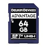 Delkin Devices 64GB Advantage SDXC Memory Card UHS-I (U3/V30) - High Speed SD Card 64GB for Cameras | Memory Cards for Cameras with 4K UHD, Full HD, Shock/Water/X-Ray Proof