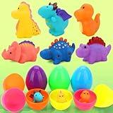 6 Pack Prefilled Jumbo Easter Eggs with Dinosaur Bath Toys Inside Easter Basket Stuffers Gifts for Toddlers Boys Girls