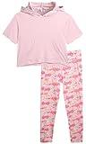 RBX Girls' Activewear Set - Short Sleeve Performance T-Shirt and Capri Leggings (4-12), Size 7-8, Pink Plush