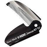 Kent 87T Graphite Handmade Folding Pocket Comb for Men, Fine Tooth Hair Comb Straightener for Everyday Grooming Styling Hair, Beard or Mustache, Saw Cut Hand Polished, Made in England