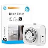 GE 24-Hour Indoor Basic Outlet Timer, 1 Polarized Timer Outlet, Plug In Timer, Daily On/Off Cycle, 30 Minute Interval, for Lamps, Seasonal Appliances, & Portable Fans, Light Timer, 15119