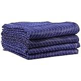 US Cargo Control Moving Blankets 72"x80", MBSAVER43 Econo Saver, (43 lb/doz weight), Professional Quilted Furniture Moving Pads for Packing, Shipping or Cargo Blanket, Blue, 4-Pack