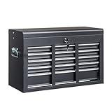 GODECOR Metal Tool Box, 5-Layer Drawers & Top Storage Tray Tool Box with Lock Safety and Handle, 24" Portable Tool Chest Cabinet for Garage, Warehouse, Home, Black