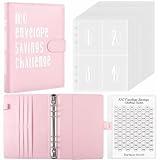 SKYDUE 100 Envelopes Money Saving Challenge Binder, Savings Challenges Book with Envelopes & Reusable Tracker, 100 Day Money Saving Binder Kit to Save 5050, A5 Pink Valentines Day gifts