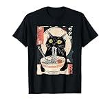 Kawaii Cat Eating Ramen Noodles Funny Anime Gift Girls Teens T-Shirt