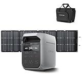 EF ECOFLOW Solar Generator DELTA 3 Plus with 220W Bifacial Solar Panel (2024 New), 1000W Solar Input, LFP(LiFePO4) Battery, Portable Power Station for Home Backup Power, Camping & RVs