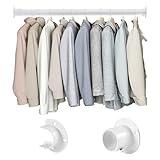 Closet Rod, 17 to 99 inches Adjustable Closet Rods for Hanging Clothes Heavy Duty Closet Hanging Rod Metal White Rod for Closet, Wardrobes, Bathroom, Windows