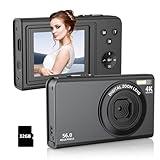 Digital Camera,4K 1080P Camera for Photography, Compact Digital Point and Shoot Camera with 16X Zoom 2.8" Screen, Anti-Shake,56MP Camera with 32GB Card for Kids,Teens and Beginners