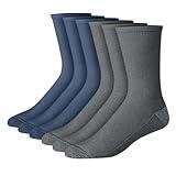 Hanes Men's Max Cushioned Crew Socks, Moisture-Wicking with Odor Control, Multi-Pack, Navy/Charcoal-6 Pack, 6-12