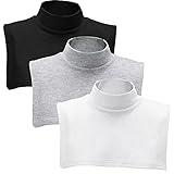 Fake Turtleneck Dickey Detachable Collars Set Half Top Mock Blouse Collar for Women Men (Light Gray, White, Black,3 Pieces)