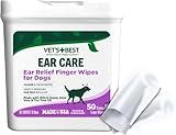 Vet's Best Ear Relief Finger Wipes | Ear Cleansing Finger Wipes for Dogs | Sooths & Deodorizes | 50 Disposable Wipes