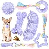 Petcare 6 Pack Puppy Teething Toys, Cute Purple Small Dog Chew Toys for Puppies 0-6 Months, Soft Rubber Rope Dog Teething Toys, Best Small Puppy Toys, Puppy Essentials Supplies