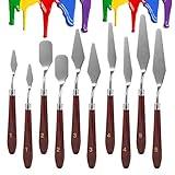 10PCS Palette Knife, Stainless Steel Painting Knife Set, Flexible Spatula Pallet Knife, Metal Artist Knives, Oil Painting Accessories Color Mixing Scraper for Oil, Canvas, Acrylic Painting By CUALORK