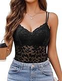 Avidlove Lace Bralette for Women V Neck Camisole Lingerie Spaghetti Strap Tube Slim Tank Top Black Medium