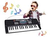 M SANMERSEN Upgraded Kids Piano Keyboard 37 Keys with Microphone, Music Toys Birthday Gifts for 3 4 5 6 Year Old Boys Girls, Black