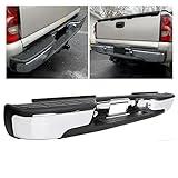 KUAFU Chrome Rear Step Bumper Compatible with 1999-2006 Chevy Chevrolet Silverado GMC Sierra 1500 2500 Steel with License Plate Light Replacement for GM1103122 12496085