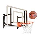 RAMGOAL Wall Mounted Indoor Adjustable Mini Basketball Hoop with Ball | 24" Shatter Resistant Backboard with Professional Grade Breakaway Rim and Steel Reinforced Wall Mount Built for Slam Dunks