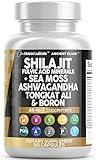 Clean Nutraceuticals Shilajit Supplement 10,000mg with Sea Moss 6000mg, Ashwagandha 6000mg, Tongkat Ali, Boron, Magnesium - Fulvic Acid Capsules for Men - 90 Count