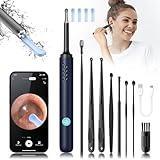 Ear Wax Removal - Wireless WiFi Rechargeable Ear Cleaner, Hassle Instant Removes Ear Wax, 1080P HD Camera Lens & 8 Pcs Ear Set - Ear Cleaning Kit with 4 Ear Pick(Blue)