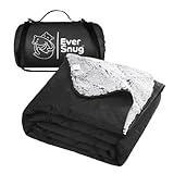 EverSnug Sherpa Waterproof Camping Blanket - Extra Thick and Warm, Large Sherpa Fleece Outdoor Blanket for Camping, Picnics, Beaches, Stadiums, Pets - Washable and Windproof for Cold Weather (Black)