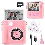 ESOXOFFORE Instant Print Camera for Kids, Christmas Birthday Gifts Girls Boys Age 3-12, HD Digital Video Cameras Toddler, Portable Toy 3 4 5 6 7 8 9 10 Year Old Girl with 32GB SD Card-Pink