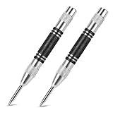 2Pcs Heavy Duty Automatic Center Punch, 5'' Premium Steel Spring Loaded Center Hole Punch, Adjustable Spring Impact Center Marker Scriber Tool for Metel, Plastics, Wood, Glass by karmiero