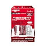 Amazon Basic Care - Extra Strength Acetaminophen Caplet 500 mg, Pain Reliever and Fever Reducer, Gentle on Stomach, For Arthritis Pain, Backache Pain and More, 100 Count (2 Pack of 50)