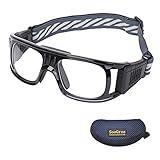 Professional Sports Goggles Glasses Men Women Racquetball Basketball Football Sport Eyewear Protective Glasses Anti-fog Shock Collision Lens Replaceable (Black Frame Black Pad) 8068